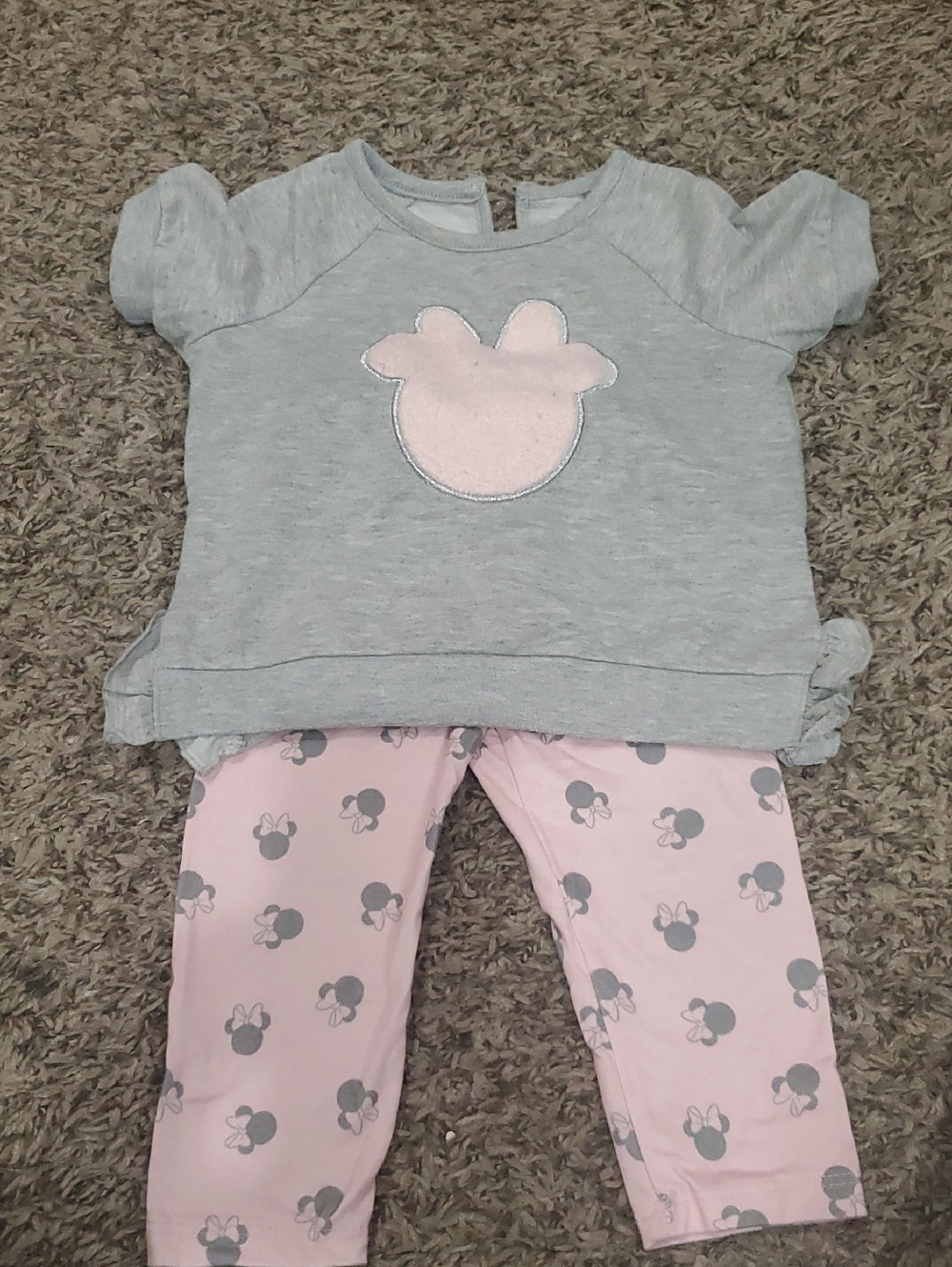 Disney Grey Top & Pink Minnie Pajama Set